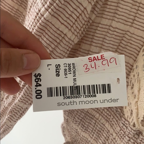 NWT boho long sleeve shirt south moon under - Picture 3 of 4